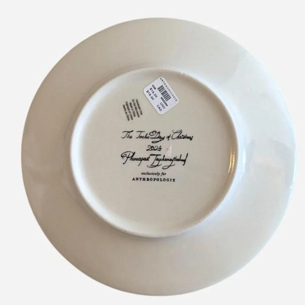 Anthropologie Phannapast Twelve Days Christmas Plate Ten Lords Leaping